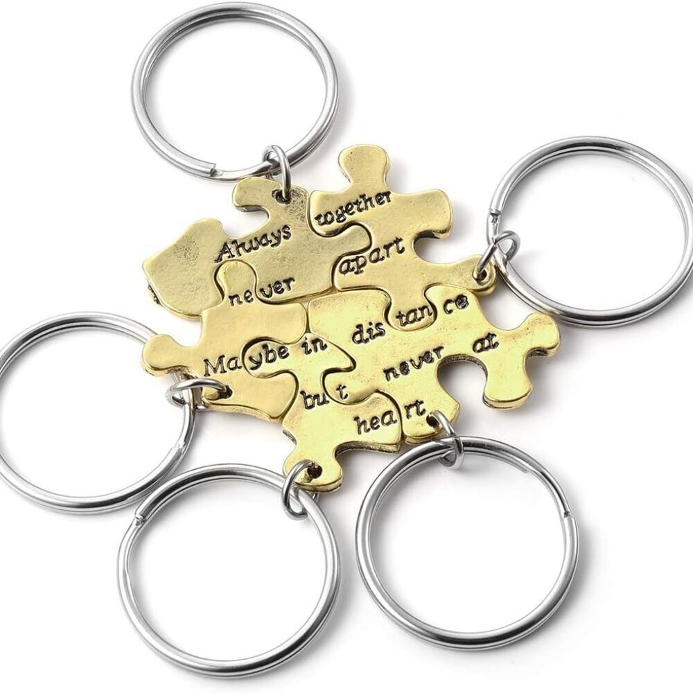 5 Pcs BFF Best Friend Keychain Friendship Family Keychains Matching Puzzle Keyri